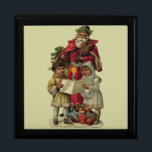 Vintage Santa Music Singing Smyckeskrin<br><div class="desc">Vintage Jultomten som spelar violin Jultomten har underbar roligt i denna reproduktion av ett årligt julkort. Han spelar en fiol eftersom de två barnen framför honom håller ett ljus, läser musiken i lakan och sjunger tillsammans med en underbar jul sång. På fötterna är en fullt julgodis. Viktorianerans Jultomten skildrades ofta...</div>