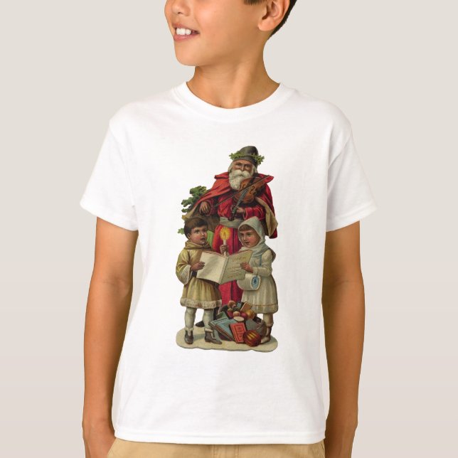Vintage Santa Music Singing T Shirt (Framsida)