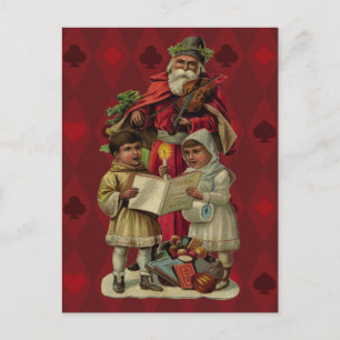 Vintage Santa Music Singing Vykort