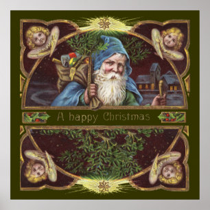 Vintage Santa och Änglar Poster