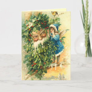 Vintage Santa och felik julkort Helgkort