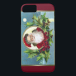 Vintage Santa och Holly-jul<br><div class="desc">Klassiskt vintage bild har digitalt återställts och förbättrats på djup burgandabruk. Använda alternativet Formulärfaktor om du vill använda den här bilden på andra caseser.</div>