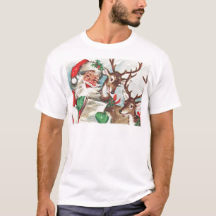 Vintage Santa och ren T-shirt