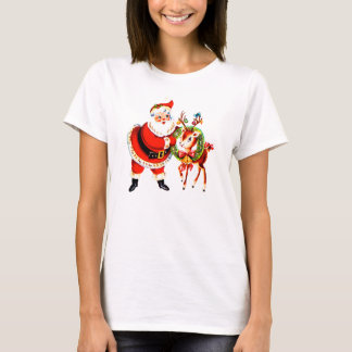 Vintage Santa och ren T-shirt