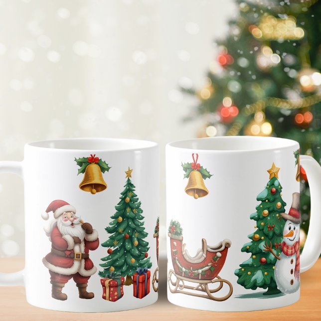 Vintage Santa och snögubbe, julafton Kaffemugg (Skapare uppladdad)