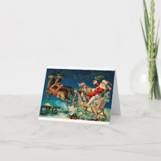 Vintage Santa on Sleigh Helgkort