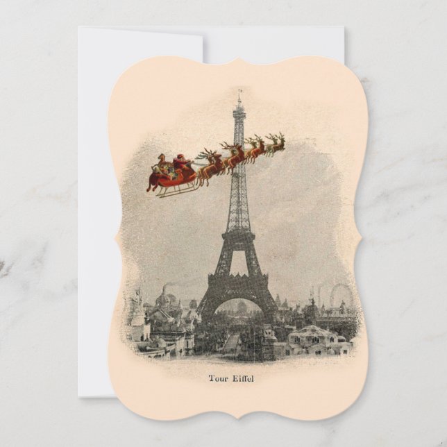 Vintage Santa over Paris julklapp Julkort (Framsida)
