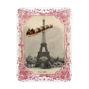 Vintage Santa över Paris julmagnet Magnet