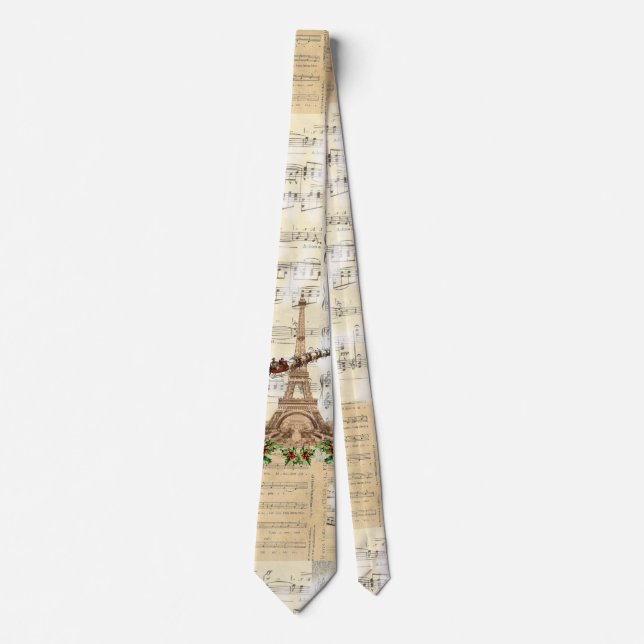 Vintage Santa Over Paris Music Neck Tie Slips (Framsida)