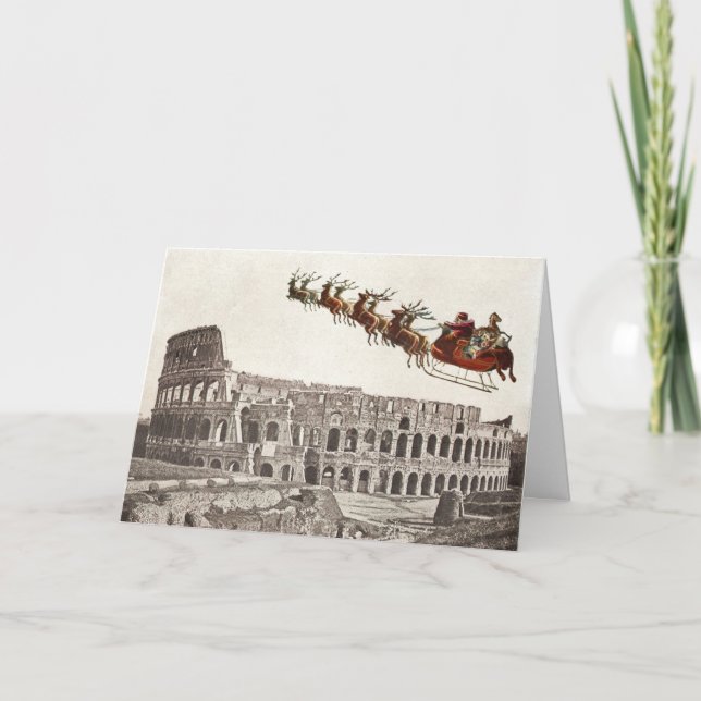 Vintage Santa över Rom julkort Kort (Framsida)