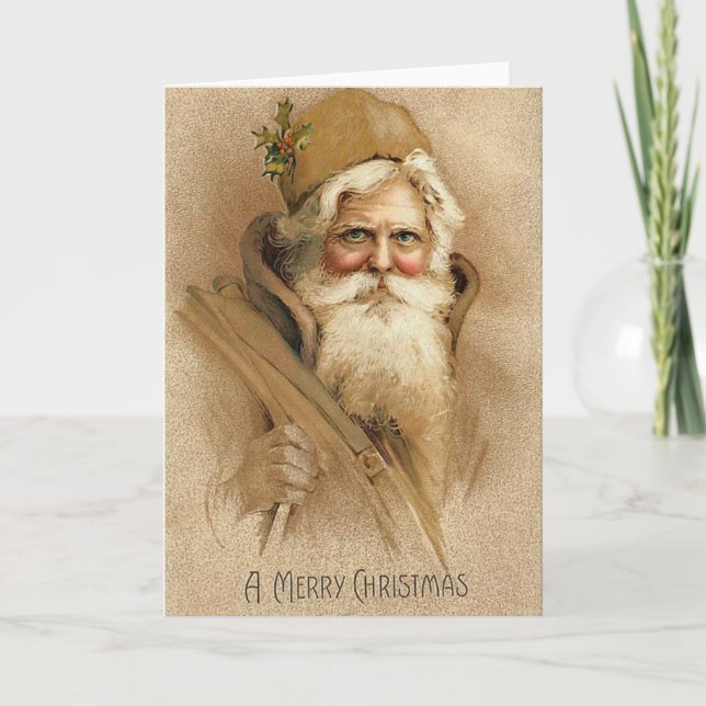 Vintage Santa / Pappa jul Helgkort (Framsida)