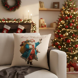 Vintage Santa Personalized Christmas Design Kudde