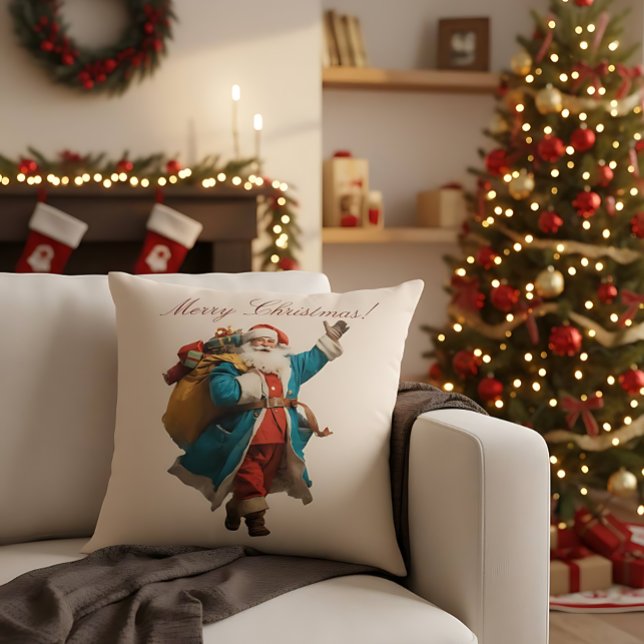 Vintage Santa Personalized Christmas Design Kudde (Skapare uppladdad)
