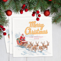 Vintage Santa Personlig jul Napkins