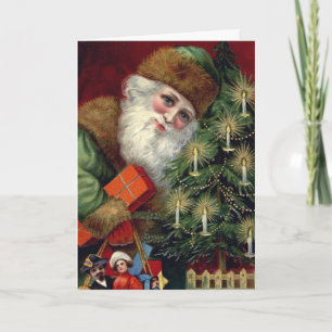 Vintage Santa Photo Infoga julkortsmall Helgkort