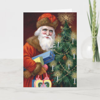Vintage Santa Photo Infoga julkortsmall Helgkort