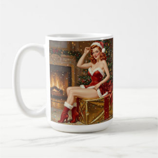 Vintage Santa Pin-up Art Kaffemugg
