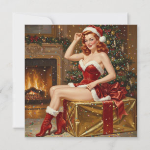 Vintage Santa Pin-up Konst Inbjudningar