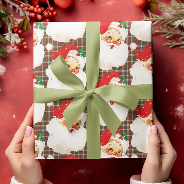Vintage Santa Plade julafton Presentpapper (Skapare uppladdad)