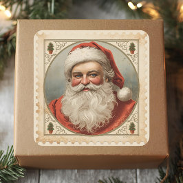 Vintage Santa Portrait Classic Christmas Postage  Fyrkantigt Klistermärke