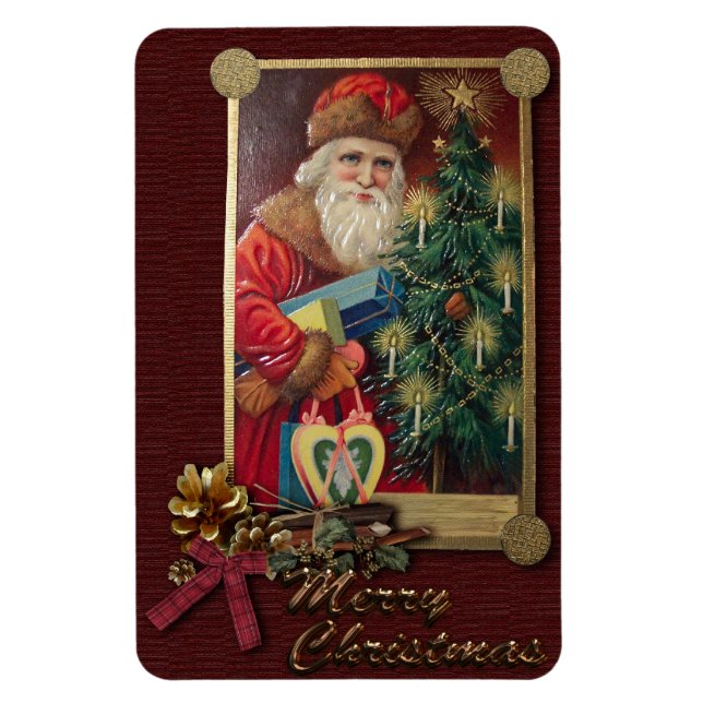 Vintage Santa Premium Magnet (Vertikal)