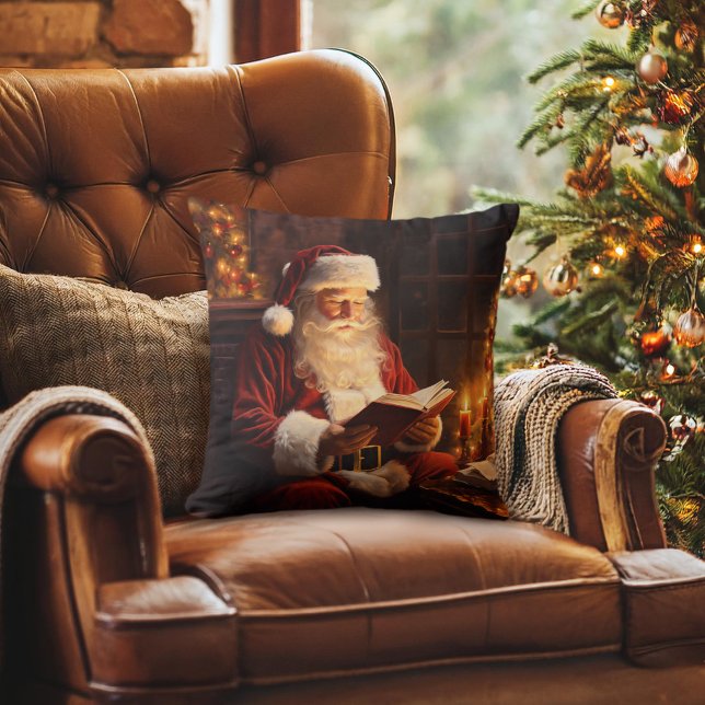 Vintage Santa Reading a Bok Kudde (Skapare uppladdad)
