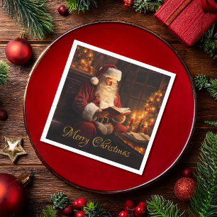 Vintage Santa Reading a Bok Pappersservett