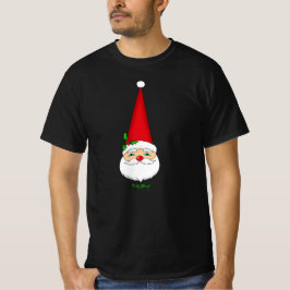 Vintage Santa Red Cone Hat Christmas Dark T-Shirt