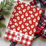 Vintage Santa Red Gingham Monogrammed jul Kökshandduk<br><div class="desc">Fira helgdagarna med den här charmerande vintage-inspirerade kökshandduken, som har en klassisk Jultomten-design och en festive red gingham gräns. Personlig med ditt monogram ger den här handduken en nostalgisk beröring till vilken helgdag som helst. Perfekt för julgräddning, matlagning eller som en unik helgdag ger den här handduken värme och säsong...</div>