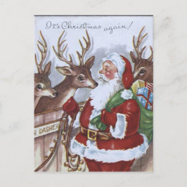 Vintage Santa ren Jul vykort