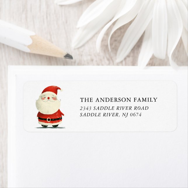Vintage Santa Returadress Etikett (Insitu)