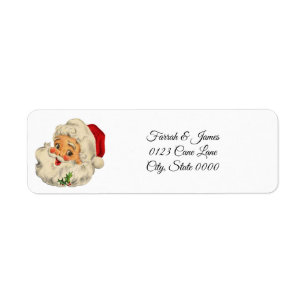 Vintage Santa Returadress Etikett