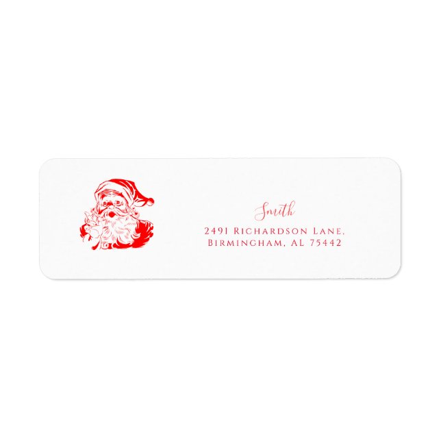 Vintage Santa Returadress Helgdag Etikett (Framsidan)