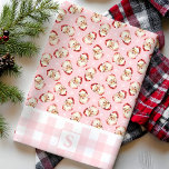 Vintage Santa Rosa Gingham Monogrammed jul Kökshandduk<br><div class="desc">Lägg till en charmerande, festlig beröring i köket den här julhelgen med vintagen Tomt och rosa Gingham i monogrammad julhandduk. Med en nostalgisk Jultomten-design som kombineras med en klassisk rosa och vit gingham mönster, kan den här handduken vara personlig med din första design för en unik helgdag och snyggt. Perfekt...</div>