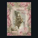 Vintage Santa, Rosa ros Collage jul Party Inbjudningar<br><div class="desc">Vintage Jultomten och rosa ros kollage personlig anpassningsbar julfest inbjudan. Elegant rosa ros blommor med grönt löv och traditionell gammaldags Pappa jul som bär en julgran träd och en basket av gåvor. Det finns en låda med holly vid hans fötter. Klassi, söt, feminin, giftig, ornat, klassiskt, antiskt, visstiskt, romantiskt, dubbla...</div>