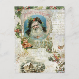 Vintage Santa, Rustic Ligcape & Music Collage Helg Vykort