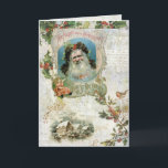 Vintage Santa, Rustic Ligcape & Music Collage Helgkort<br><div class="desc">Lättnostalgiskt julkollage med ornat vintage Natt före julmusikillustration,  antika handskriftsbilder,  holly,  musiknotation,  rustik vintersemestead vignette och vinterkardinal på holly gren på hårt drabbad bakgrund.</div>