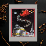 Vintage Santa Santa and Reindeer in Space Helg Vykort<br><div class="desc">Vintage Retro-jultomten och renar i rymden</div>