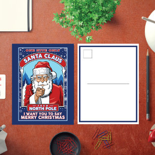 Vintage Santa Says God jul Helg Vykort
