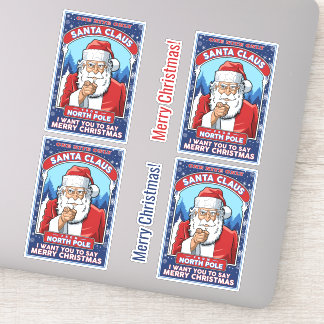 Vintage Santa Says God jul Klistermärken