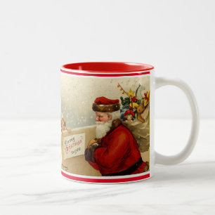 Vintage Santa Scene Coffee Mugg Kopp