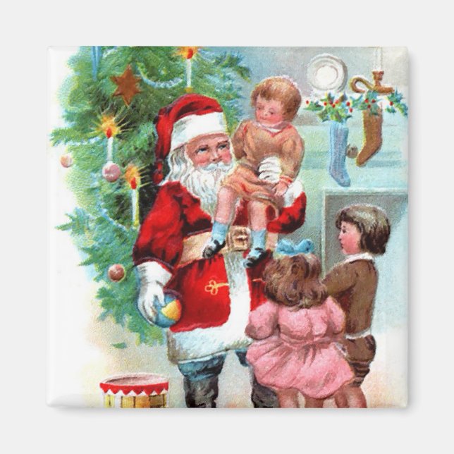 Vintage Santa Scene Magnet (Framsidan)