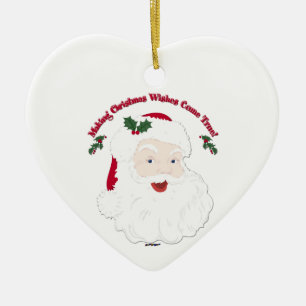 Vintage Santa Skapar juldrömmar Kom True! Julgransprydnad Keramik