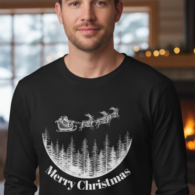 Vintage Santa Sleigh Christmas T Shirt (Skapare uppladdad)
