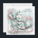 Vintage Santa Sleigh jul Blue Teal Rosa Julkort<br><div class="desc">Elegant årgång Julhälsningskort med blått, teal och rosa Jultomten i sin mun. Texten "God jul" står på framsidan och är helt och hållet anpassade. Lägg alltså till vilken Julhälsningar du vill. Personlig på baksidan med ditt budskap och namn. Kontakta mig om du behöver hjälp med din anpassning eller om du...</div>