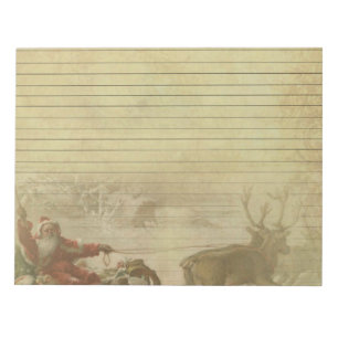Vintage Santa & Sleighanteckningsbokpapper Anteckningsblock