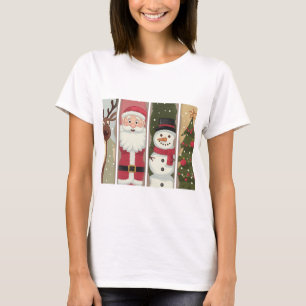 Vintage Santa Snögubbe Julgran Shirt T
