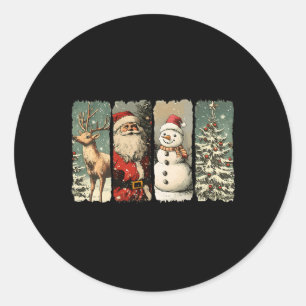 Vintage Santa Snögubbe Reindeer Retro 1950-talet C Runt Klistermärke