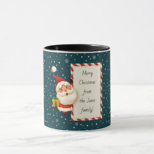 Vintage Santa Snowflake Elegant Traditional Grönt Mugg