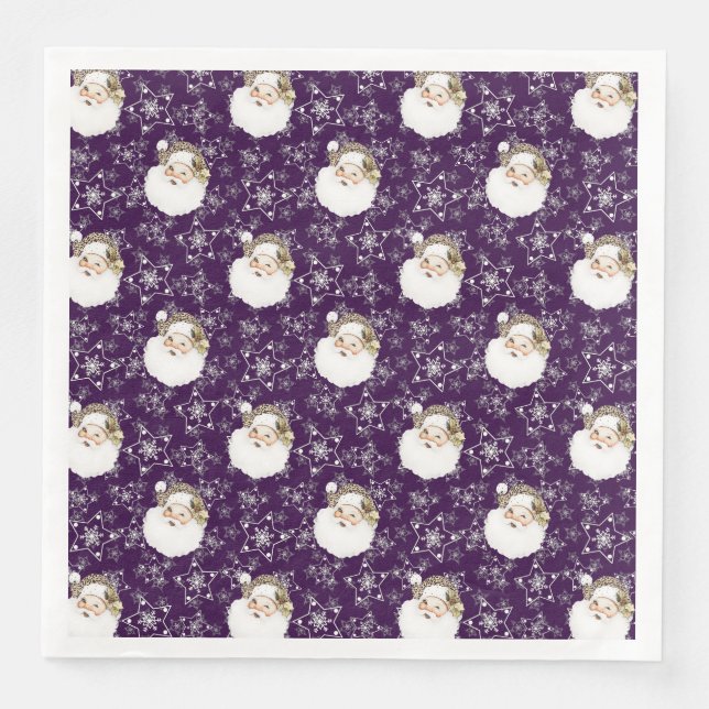 Vintage Santa & Stars Pappersservett (Framsida)